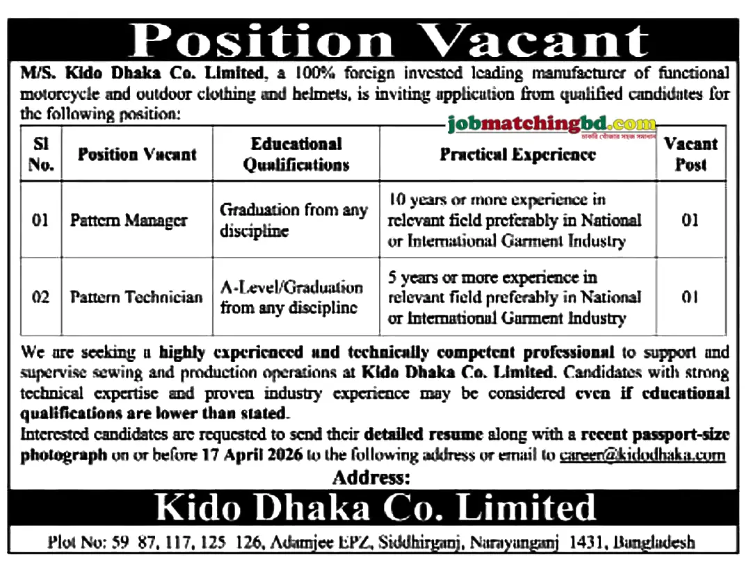 Garments Job in Narayanganj