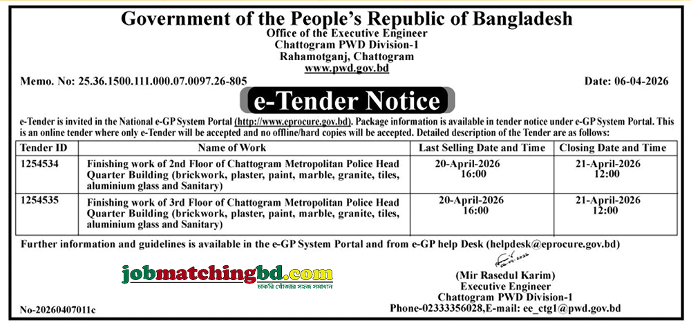 Chattogram PWD Tender