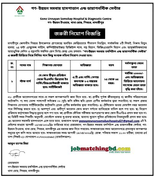 Hospital Job in Bangladesh