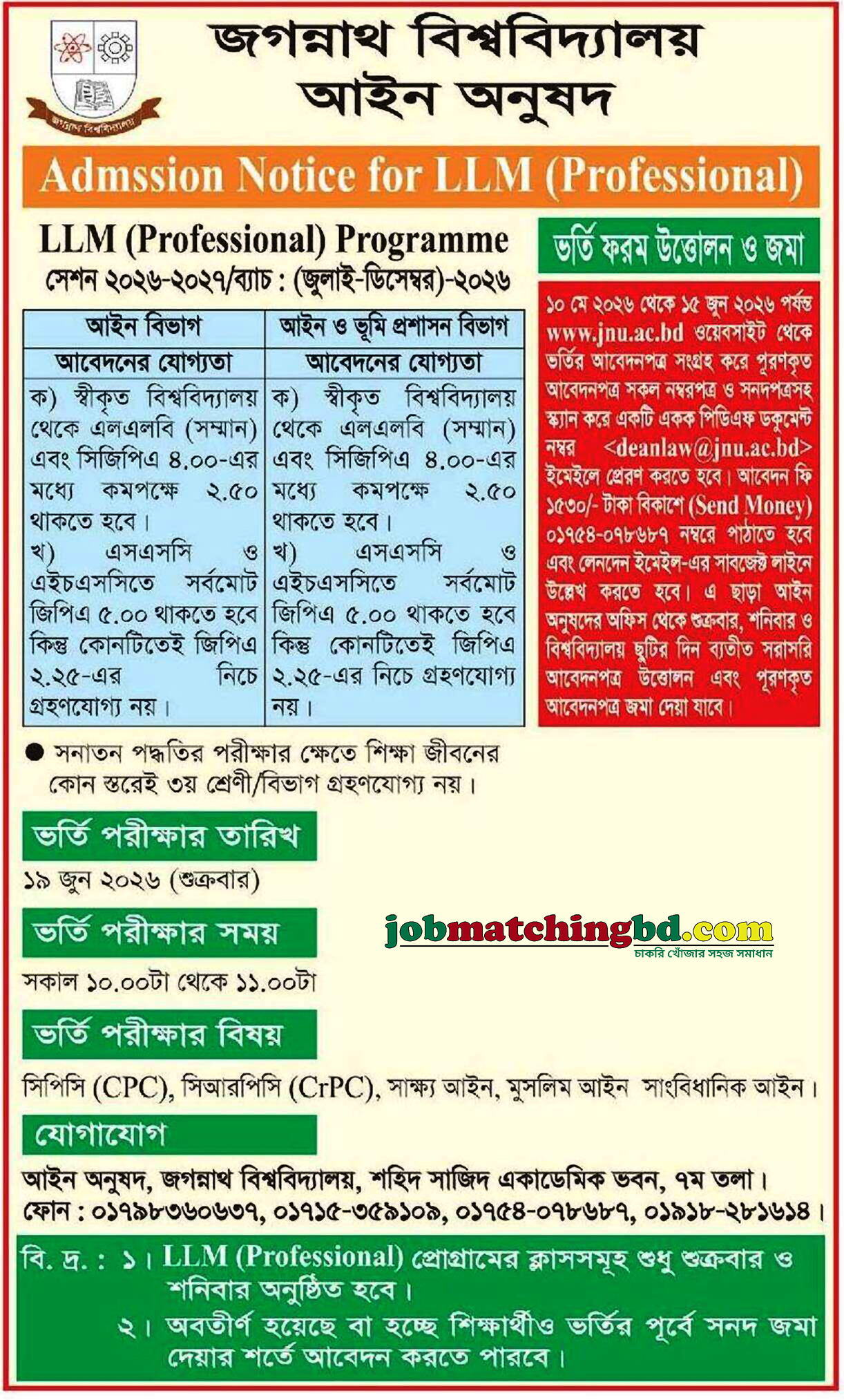 Jagannath University Admission