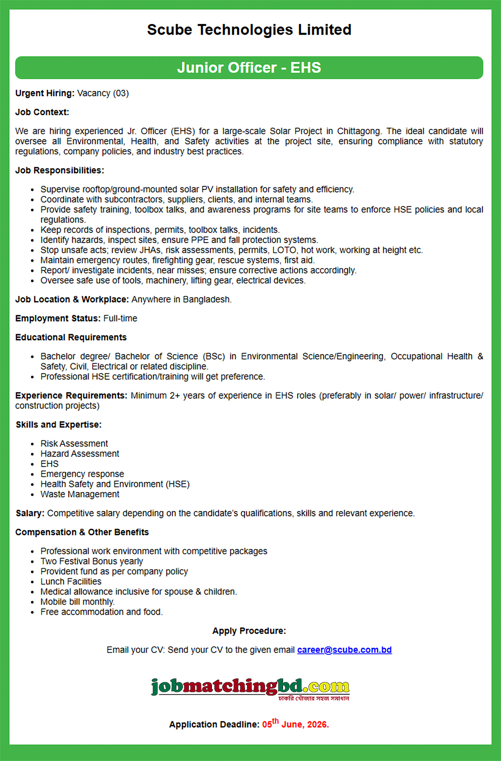 Engineer Career in Dhaka 2026