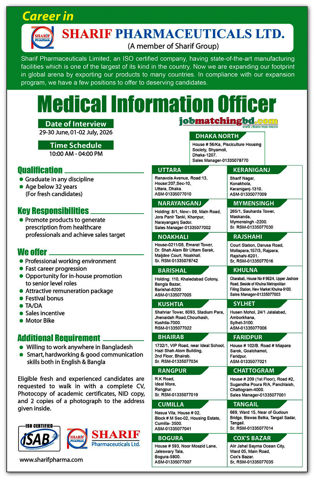 Pharma Jobs in BD 2026