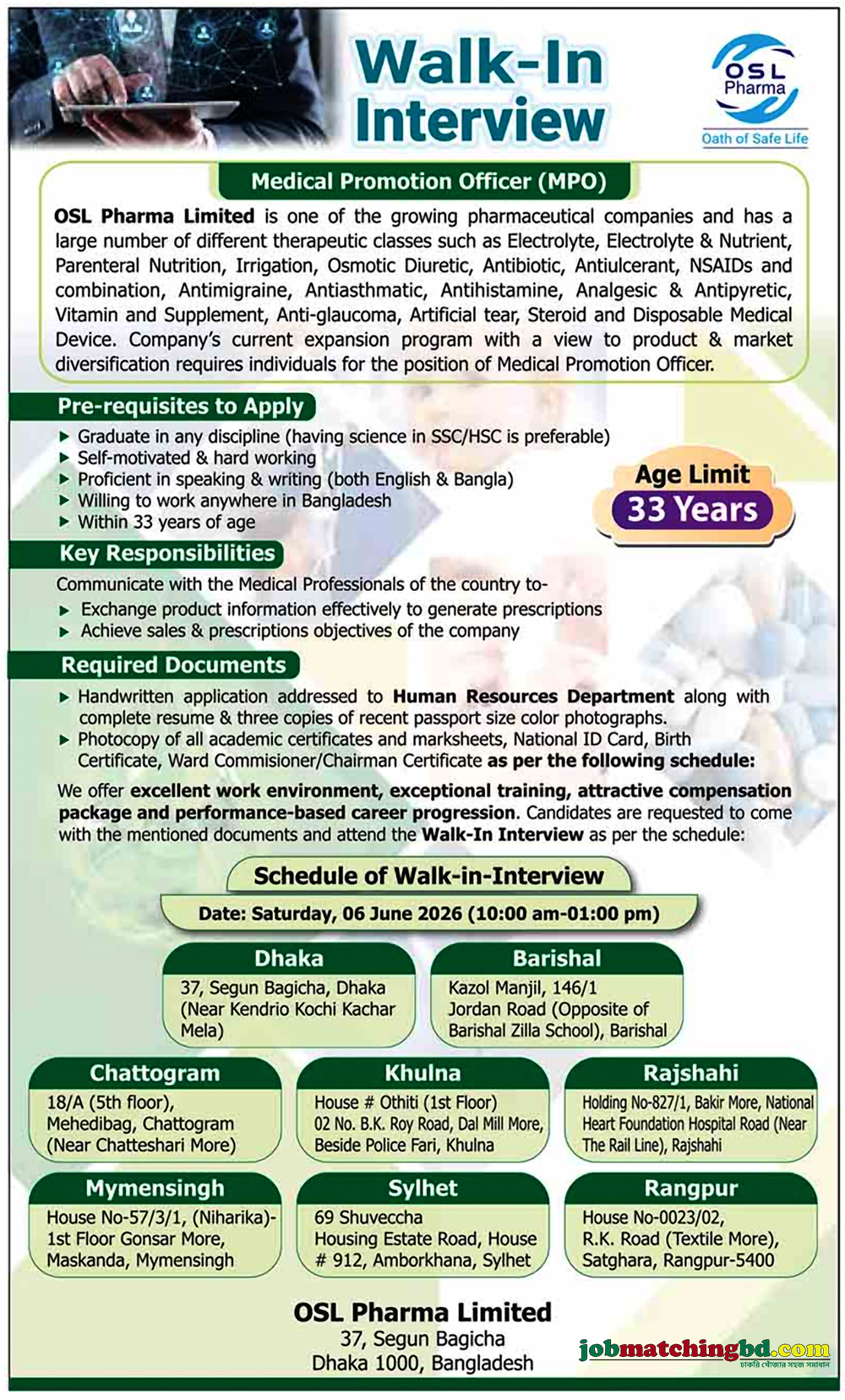 Pharmaceuticals Job in BD 2026