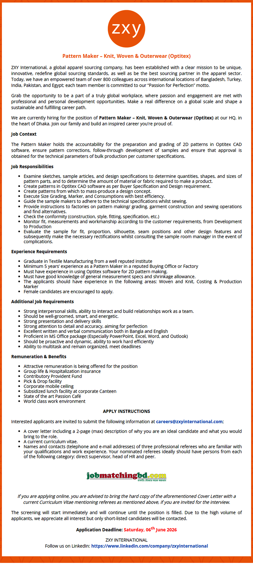 Garments Job in Dhaka 2026