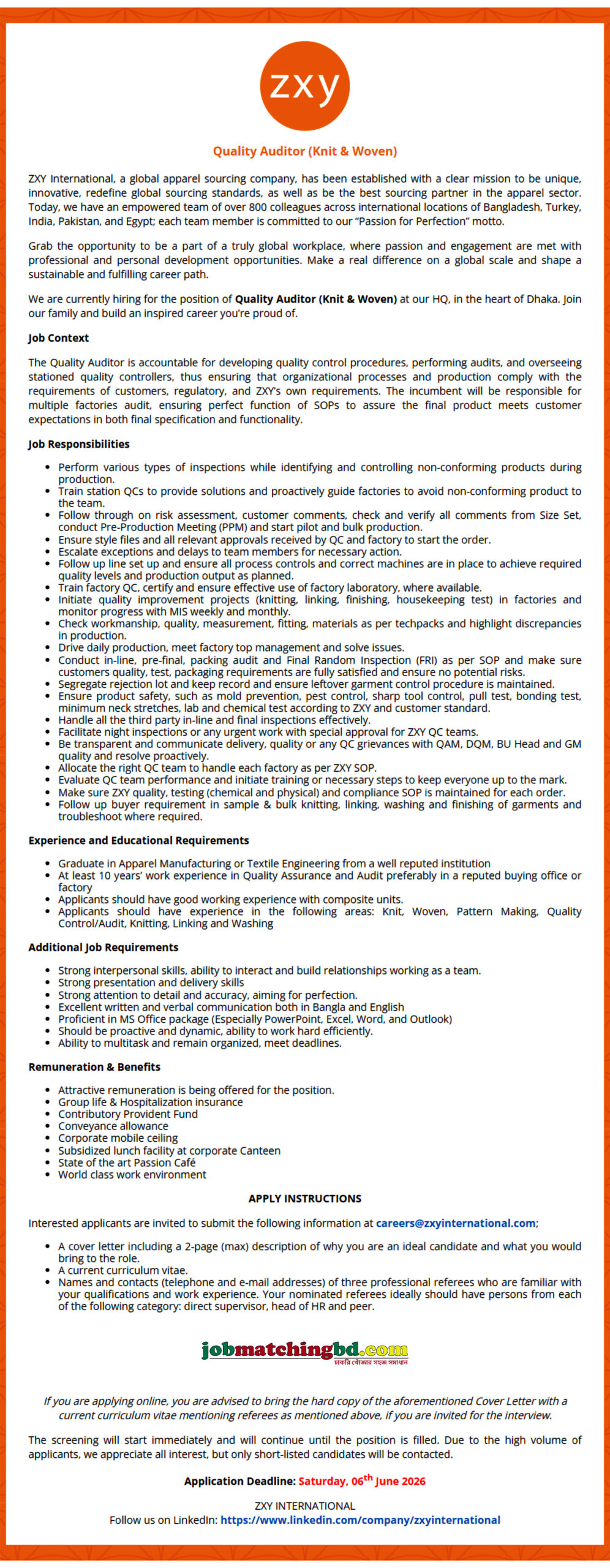 Garments Jobs in Dhaka