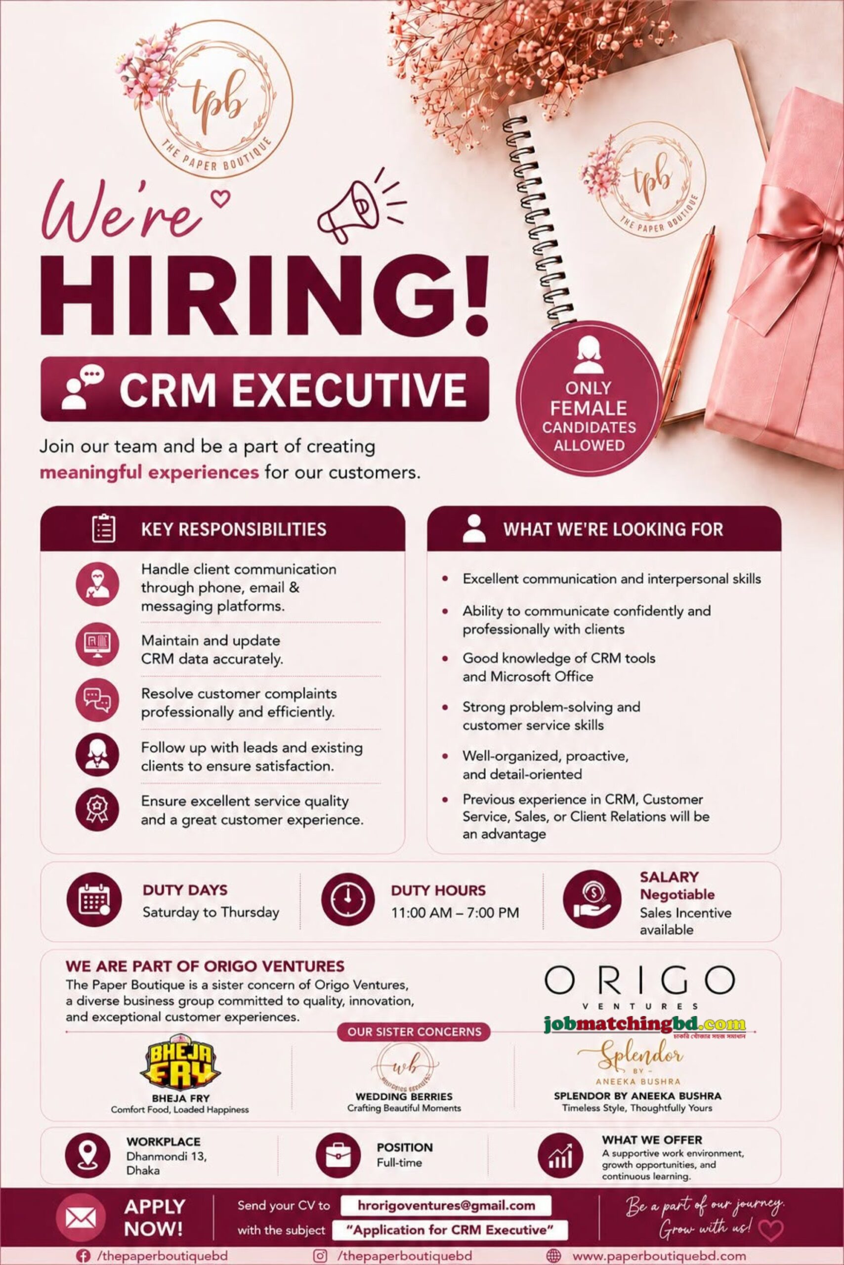 Customer Support Job in Dhaka 2026