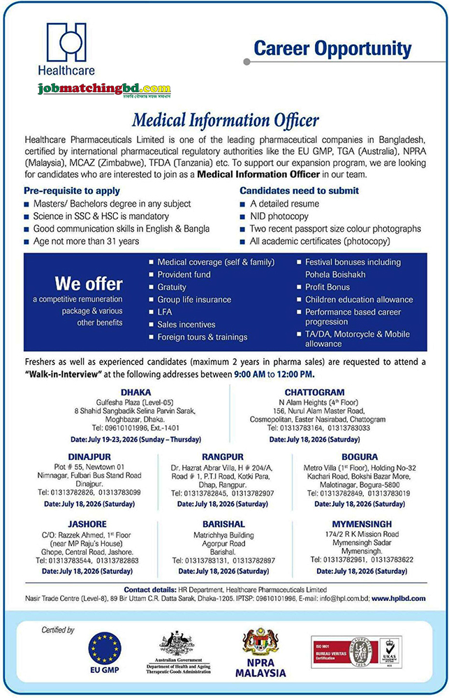 Pharma Jobs BD 2026