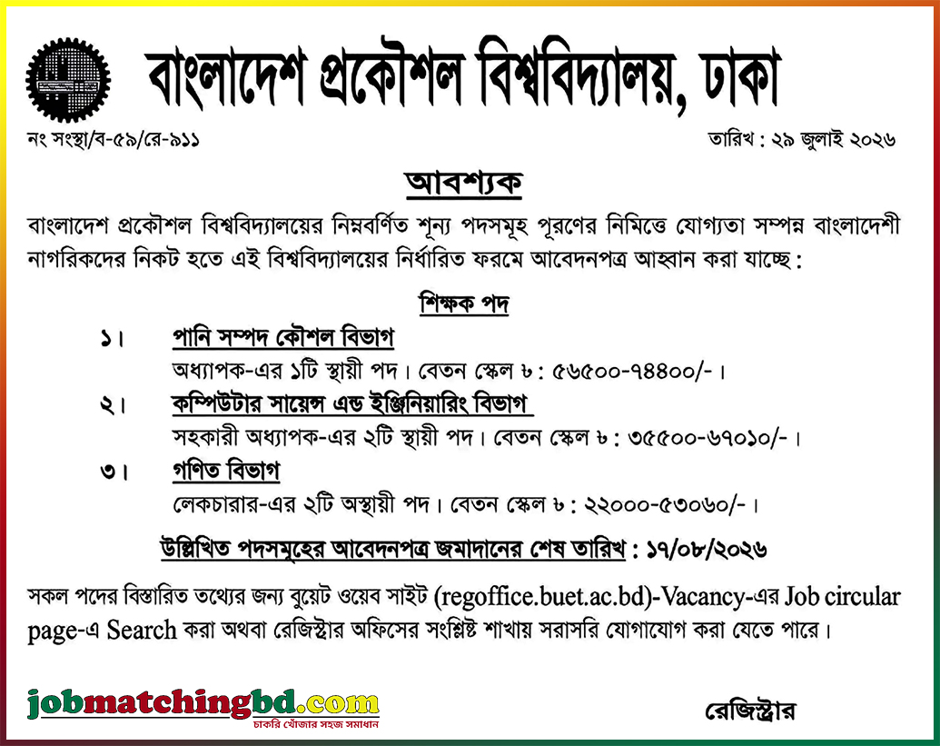 BUET Job Circular 2026