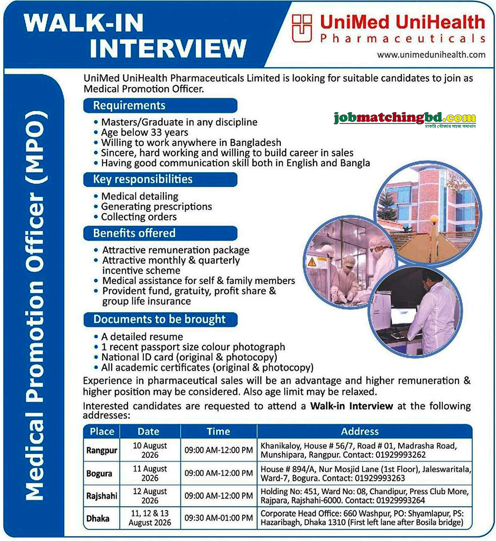 Pharma Job in BD 2026